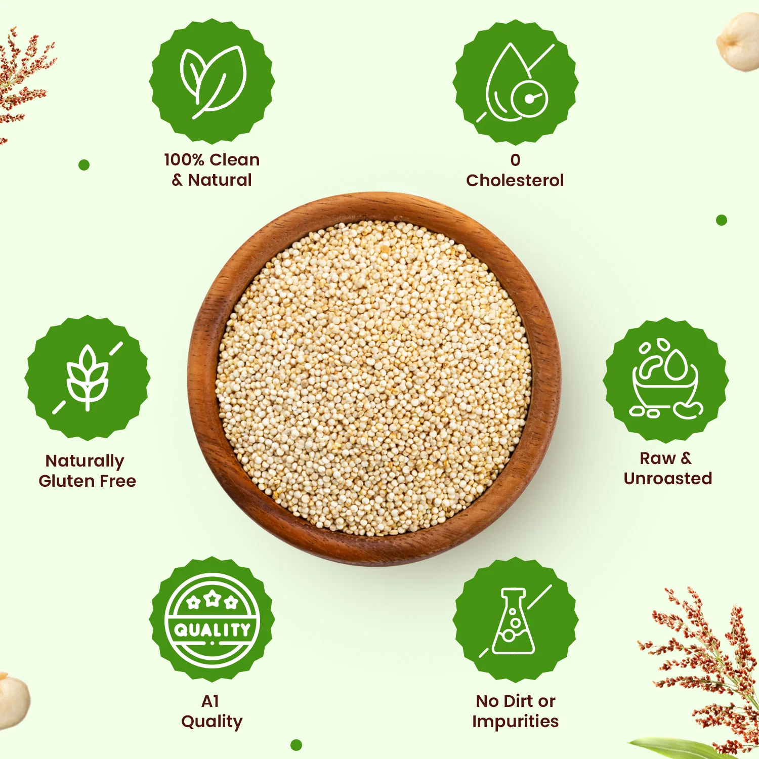 Raw Unroasted White Quinoa Seeds Rich in Protein, Iron, Fiber and Gluten Free Helps in cholesterol levels, weight loss and strong Bones - Image 3