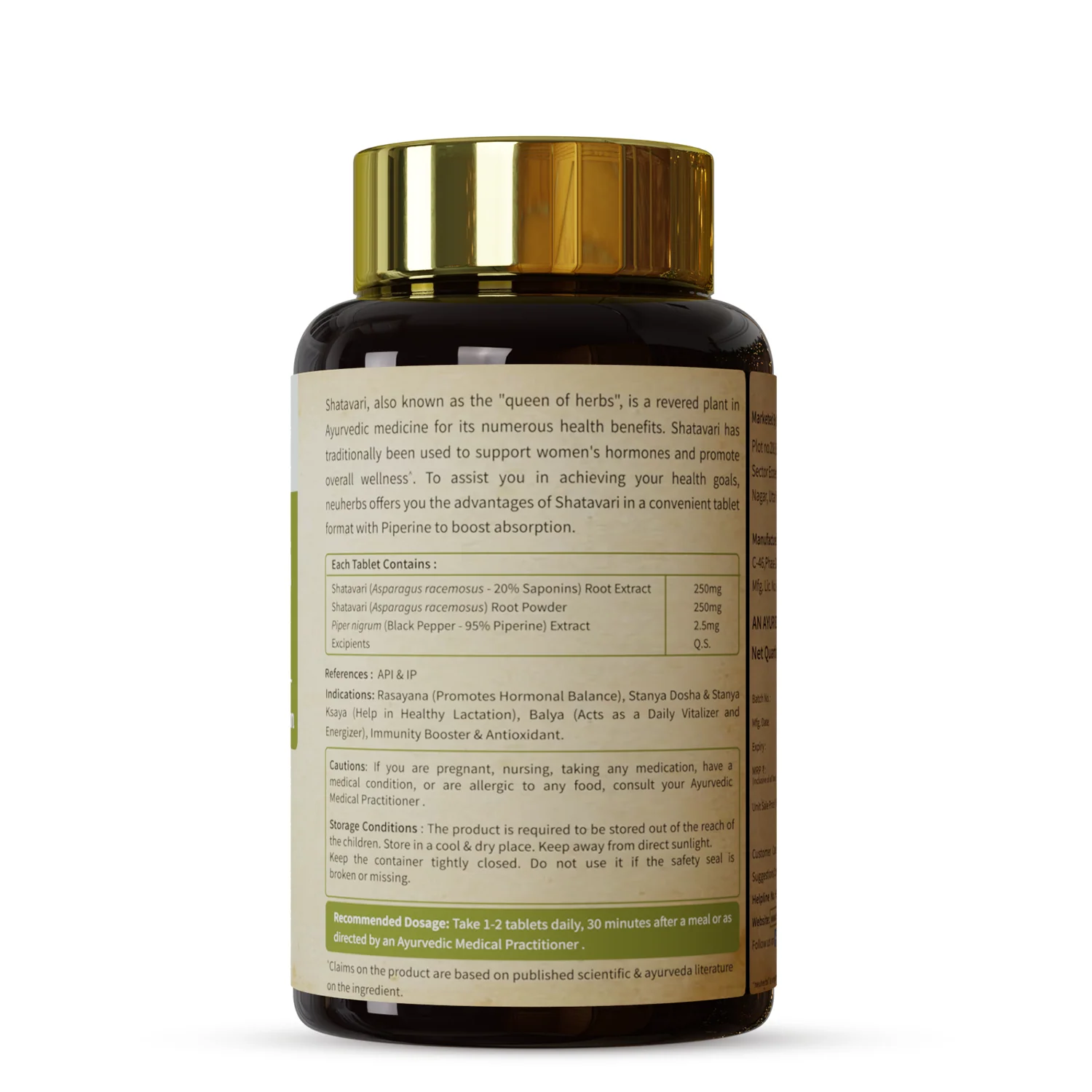 Ayurvedic Shatavari Tablets - Helps Maintain Women Hormonal Balance, Boost Immunity and Strength - 60 Tablets - Image 7